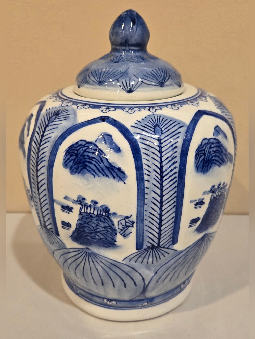 Blue and White Ceramic Ginger Jar